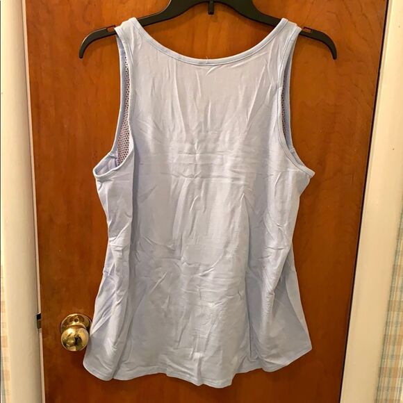 Baby blue mesh front tank top. See through - Picture 4 of 4
